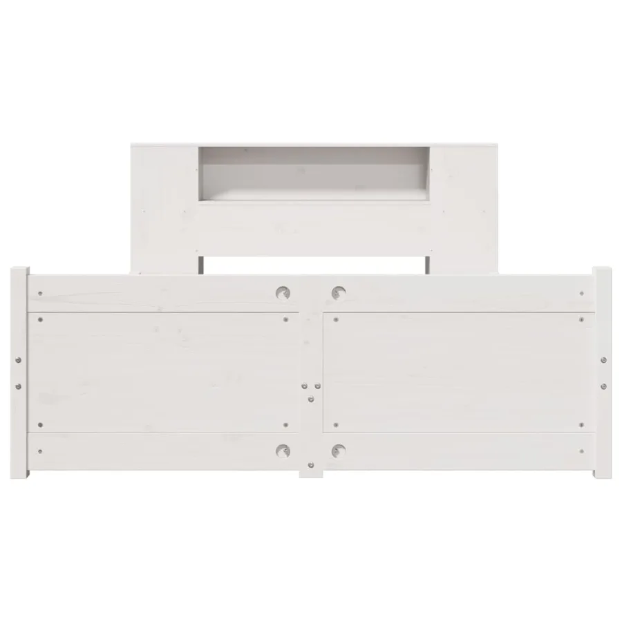 Lit bibliothèque sans matelas blanc 150x200 cm bois pin massif - 4