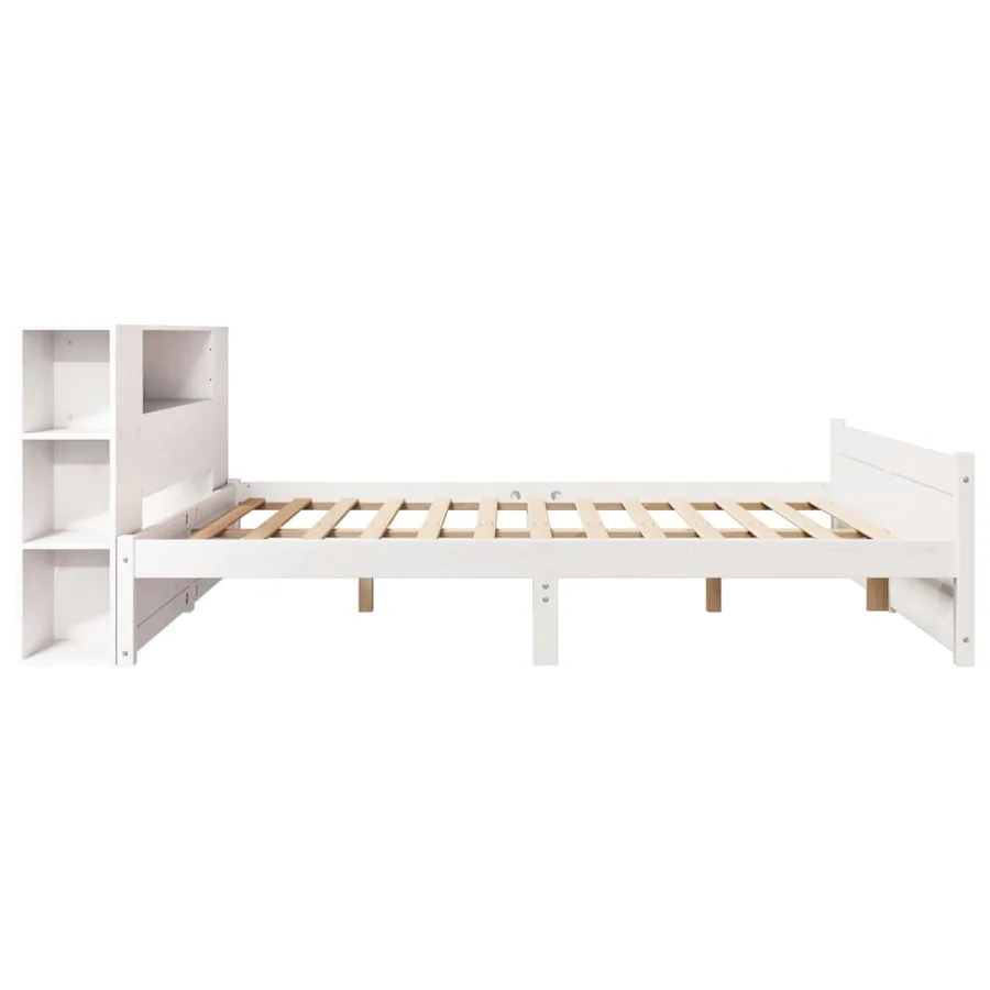 Lit bibliothèque sans matelas blanc 150x200 cm bois pin massif - 5