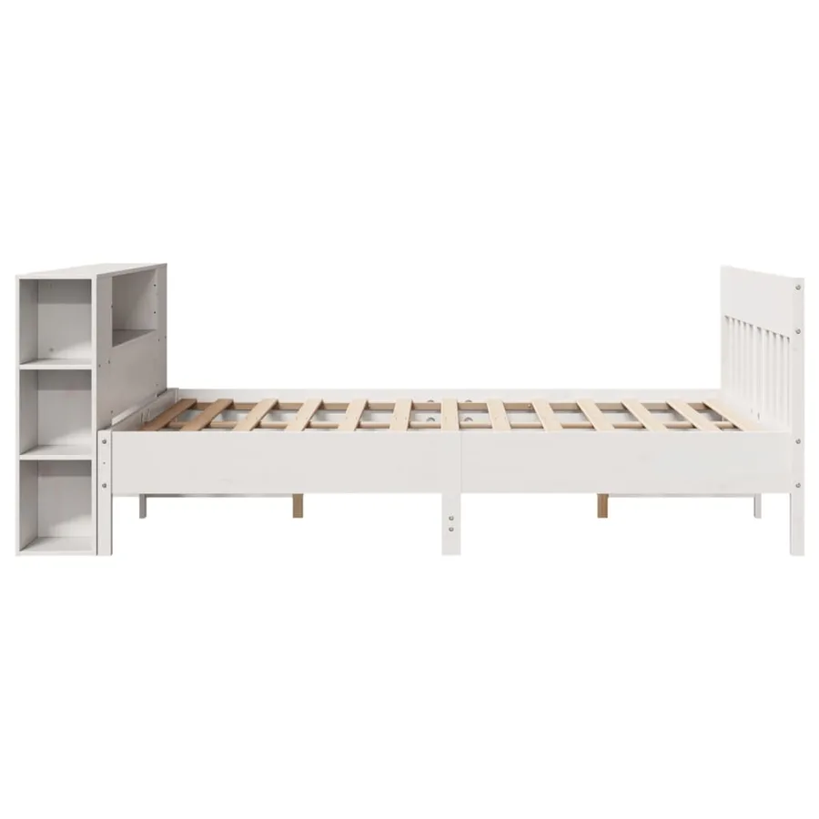 Lit bibliothèque sans matelas blanc 140x200 cm bois pin massif - 5