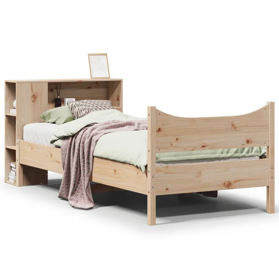 Cadre de lit sans matelas 75x190 cm bois de pin massif - 2