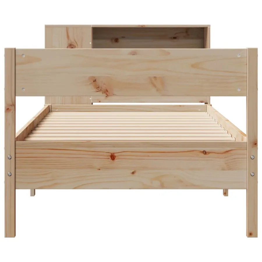 Lit bibliothèque sans matelas 75x190 cm bois de pin massif - 4