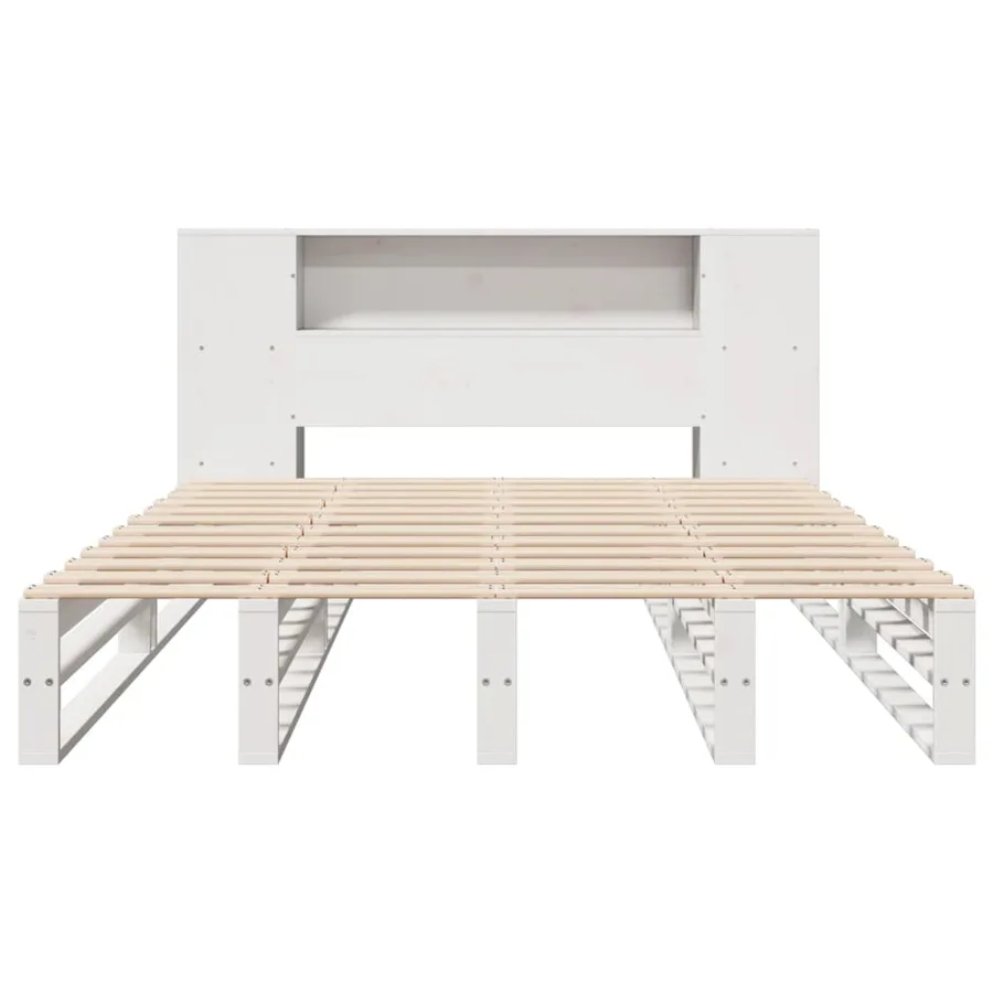 Lit bibliothèque sans matelas blanc 120x200 cm bois massif - 5