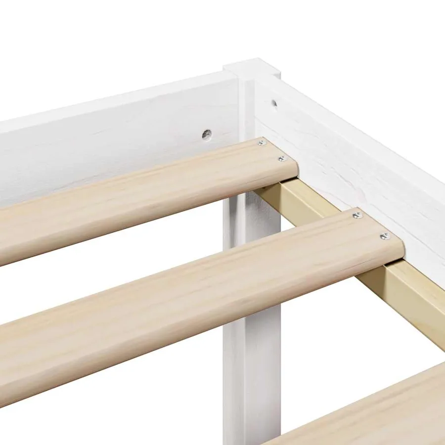 Lit bibliothèque sans matelas blanc 120x190 cm bois pin massif - 10