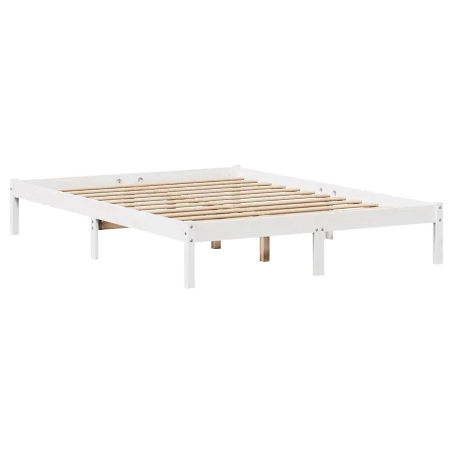 Lit bibliothèque sans matelas blanc 120x190 cm bois pin massif - 5
