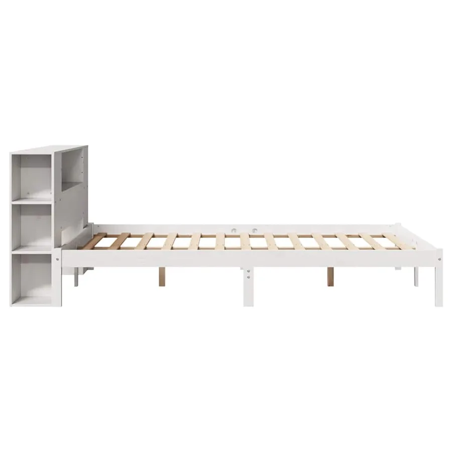 Lit bibliothèque sans matelas blanc 120x190 cm bois pin massif - 7