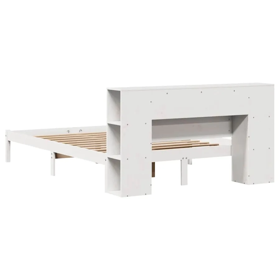 Lit bibliothèque sans matelas blanc 120x190 cm bois pin massif - 8