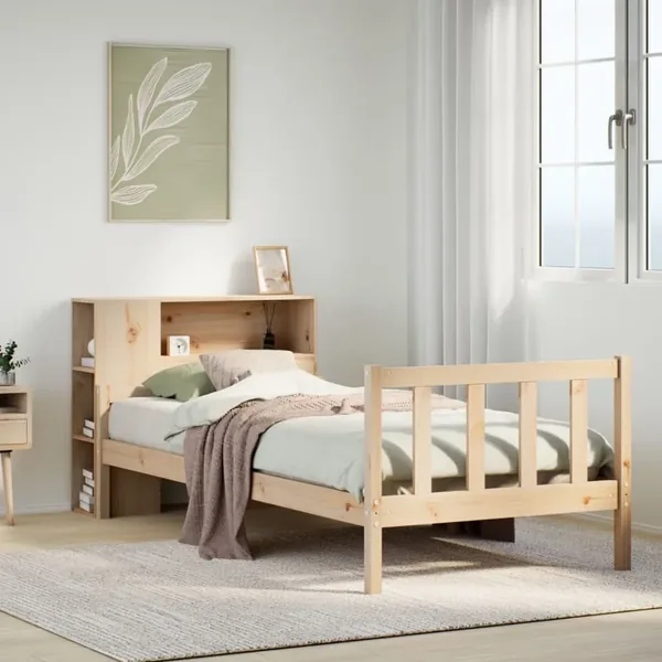 Lit bibliothèque sans matelas 75x190 cm bois de pin massif