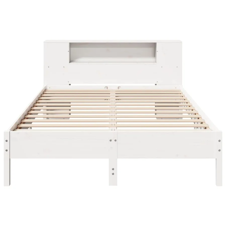 Lit bibliothèque sans matelas blanc 120x200 cm bois pin massif - 4