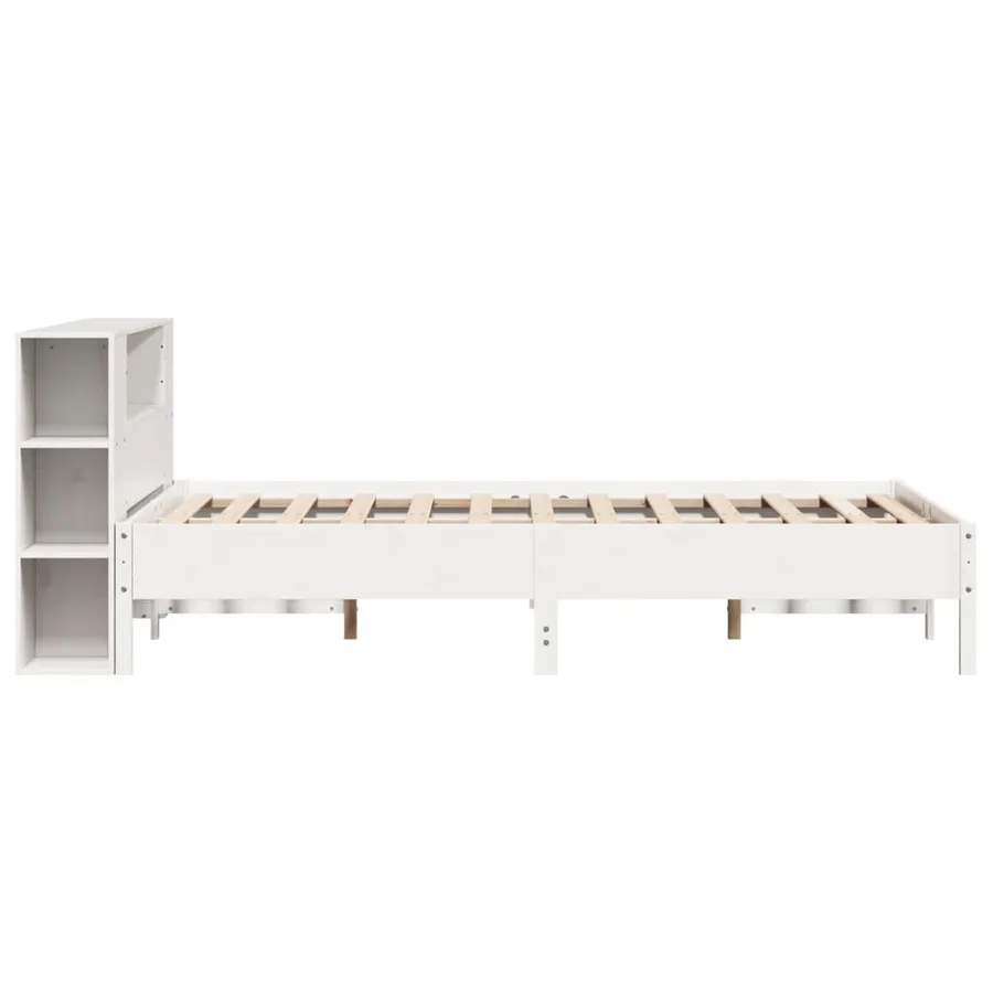 Lit bibliothèque sans matelas blanc 120x200 cm bois pin massif - 5