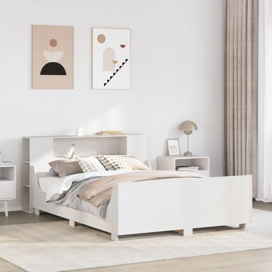 Cadre de lit sans matelas blanc 120x190 cm bois de pin massif