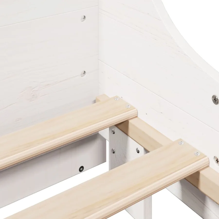 Cadre de lit sans matelas blanc 120x190 cm bois de pin massif - 9