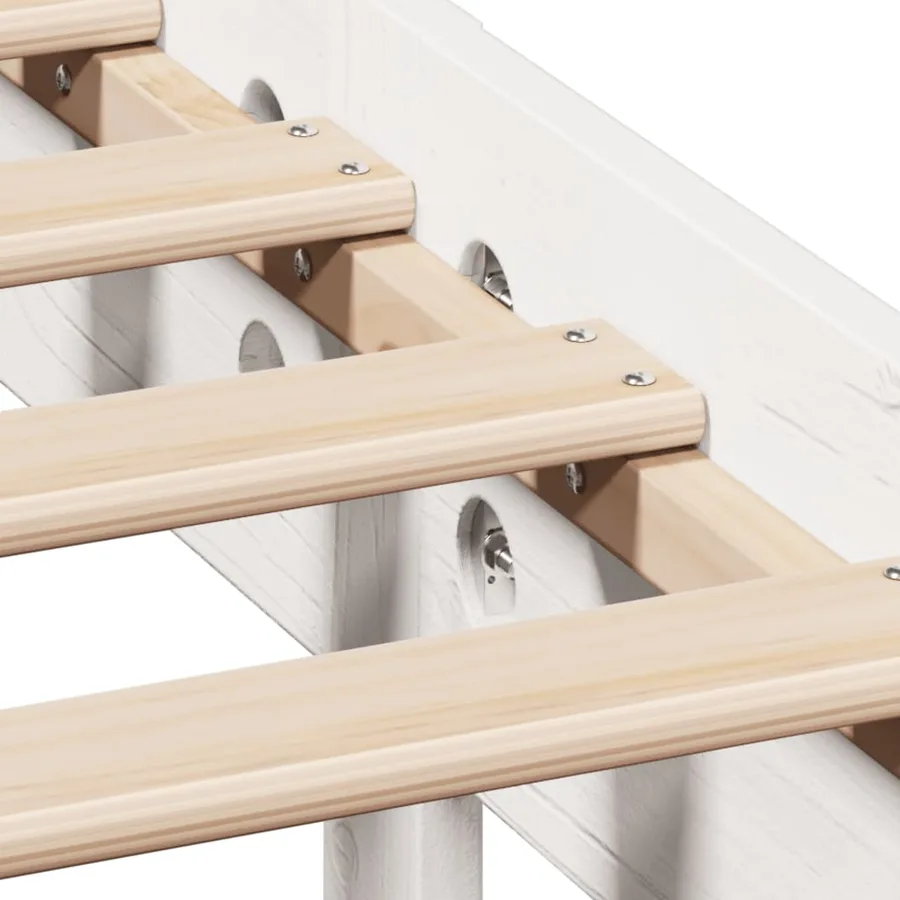Lit bibliothèque sans matelas blanc 120x190 cm bois pin massif - 10