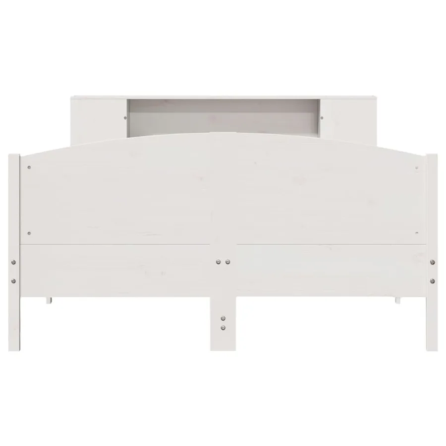 Lit bibliothèque sans matelas blanc 120x190 cm bois pin massif - 4