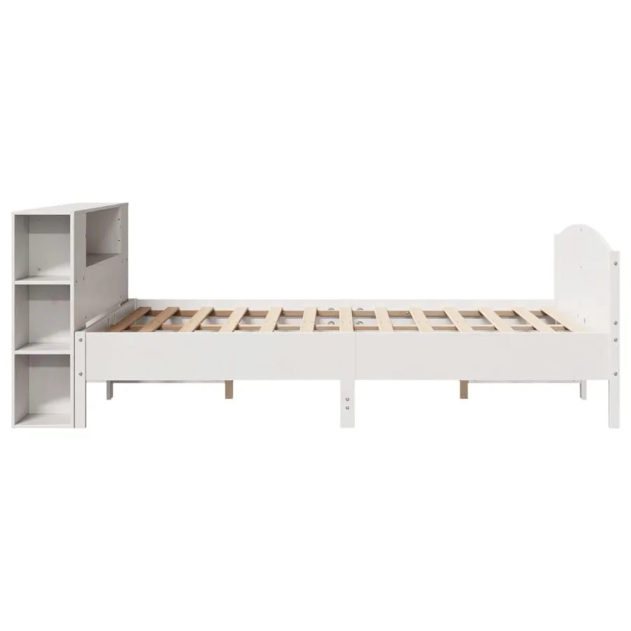 Lit bibliothèque sans matelas blanc 120x190 cm bois pin massif - 5