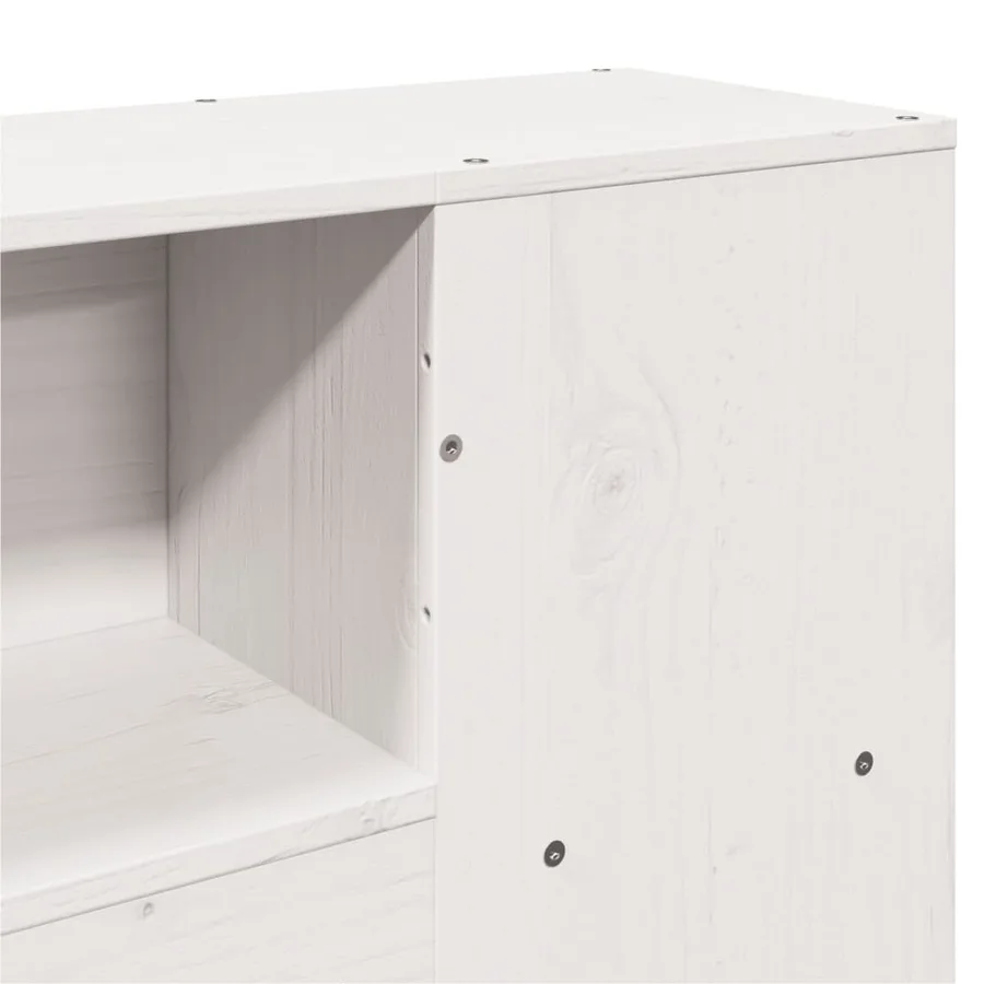 Lit bibliothèque sans matelas blanc 120x190 cm bois pin massif - 9