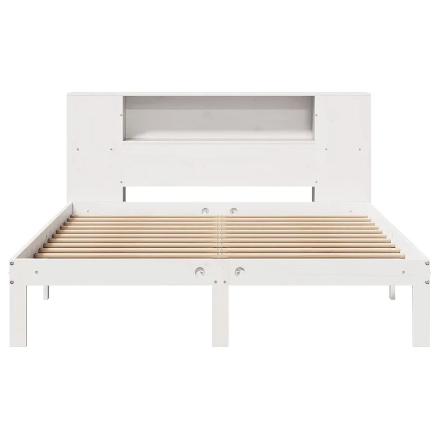 Lit bibliothèque sans matelas blanc 150x200 cm bois pin massif - 4