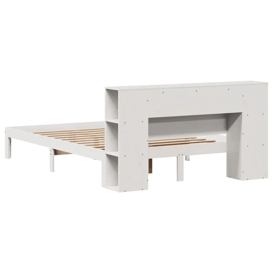 Lit bibliothèque sans matelas blanc 150x200 cm bois pin massif - 8