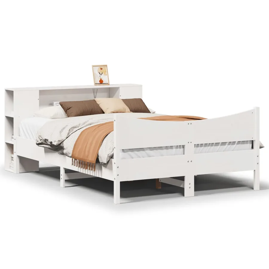 Cadre de lit sans matelas blanc 140x200 cm bois de pin massif - 2