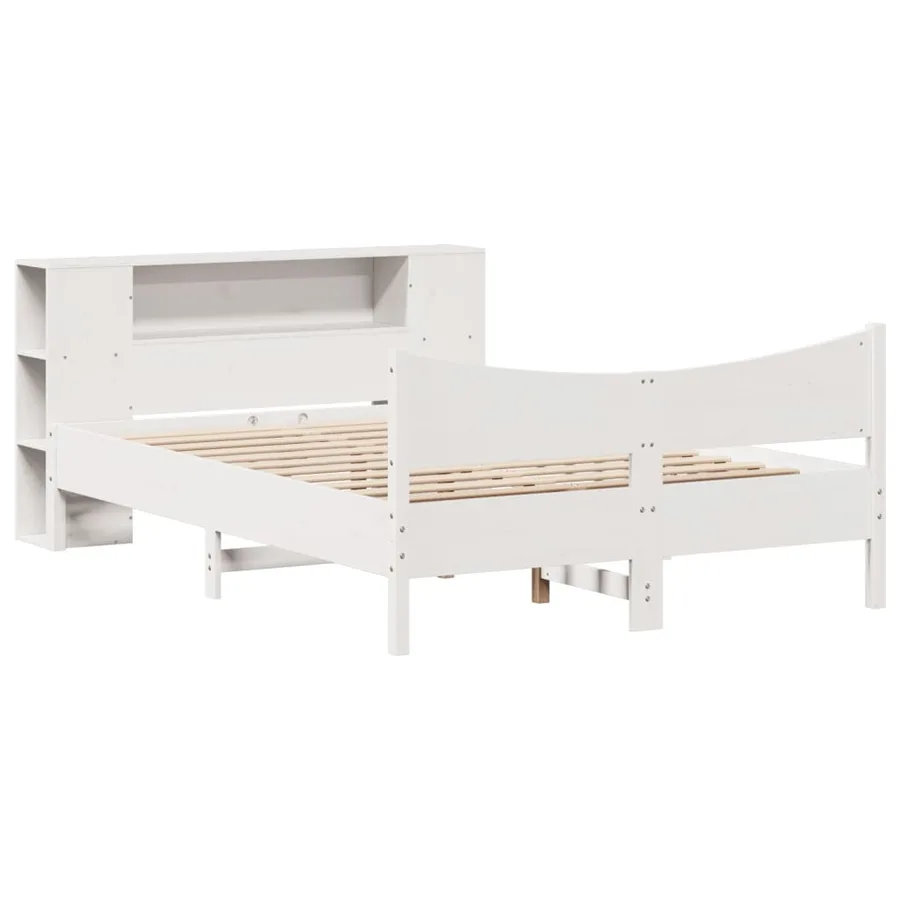 Cadre de lit sans matelas blanc 140x200 cm bois de pin massif - 3