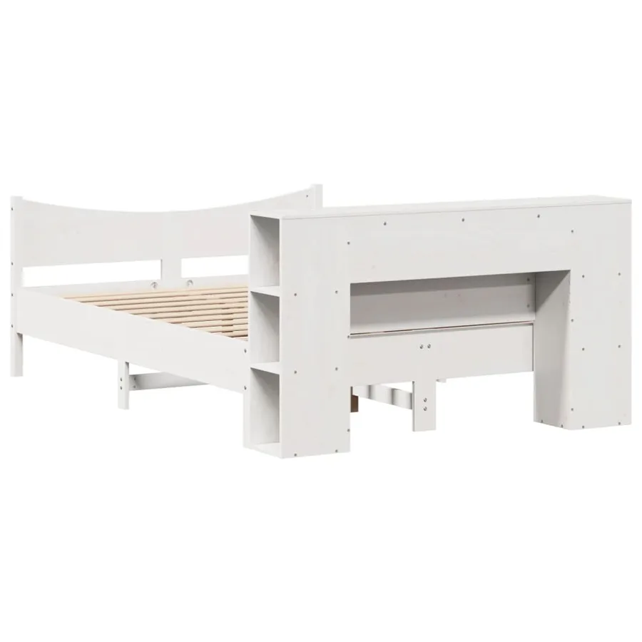 Cadre de lit sans matelas blanc 140x200 cm bois de pin massif - 8