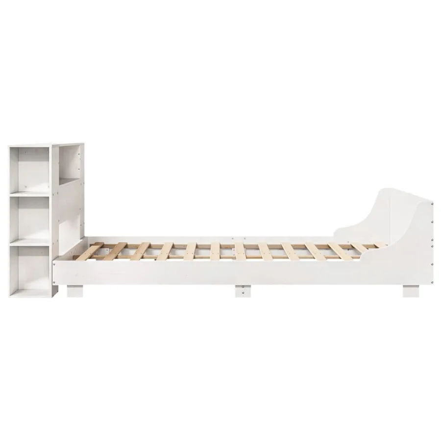 Cadre de lit sans matelas blanc 140x200 cm bois de pin massif - 7