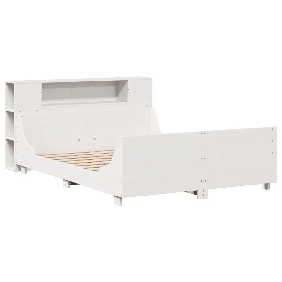 Cadre de lit sans matelas blanc 140x200 cm bois de pin massif - 3