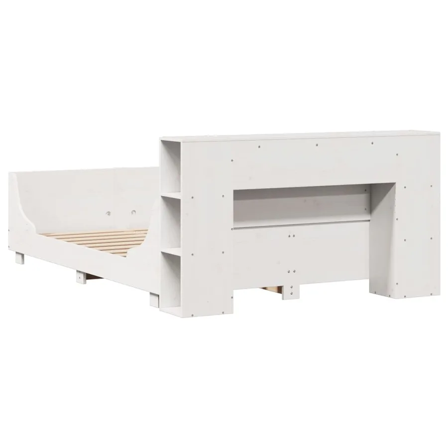 Cadre de lit sans matelas blanc 140x200 cm bois de pin massif - 8
