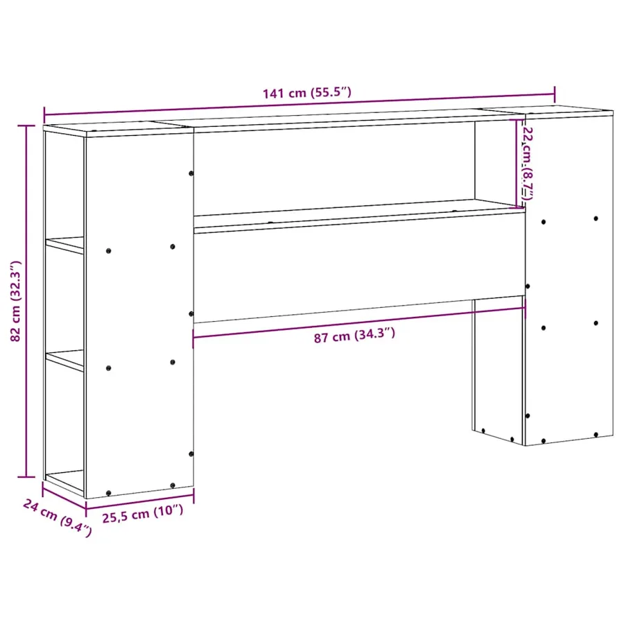Tête de lit avec rangement blanc 135 cm bois massif de pin - 10