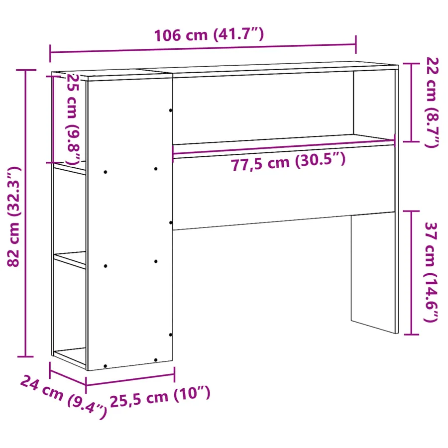 Tête de lit avec rangement cire marron 100cm bois massif de pin - 10