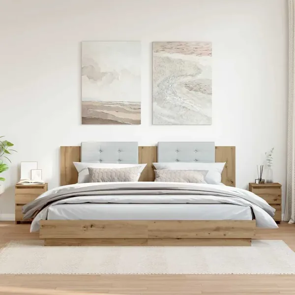 Tables de chevet 2 pcs chêne artisanal bois d'ingénierie