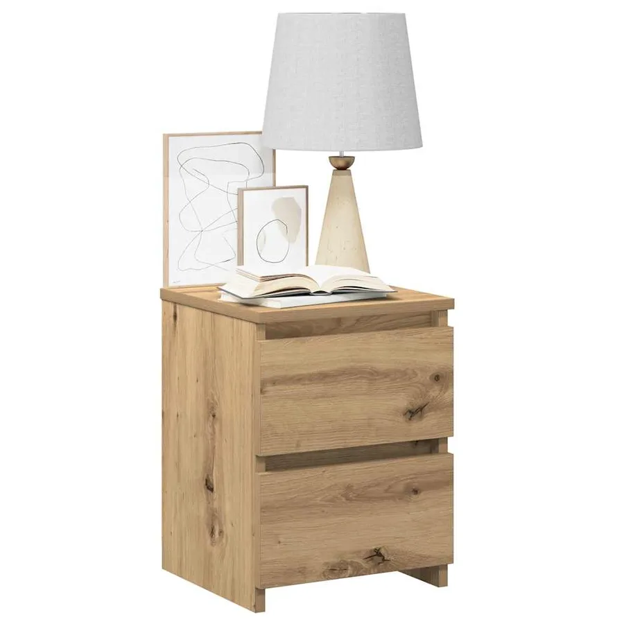 Tables de chevet 2 pcs chêne artisanal bois d'ingénierie - 8