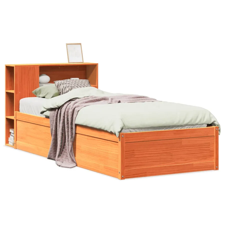 Cadre de lit sans matelas cire marron 100x200cm bois pin massif - 2