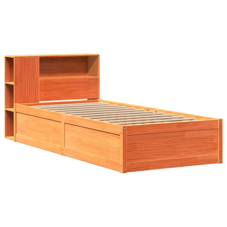 Cadre de lit sans matelas cire marron 100x200cm bois pin massif - 3