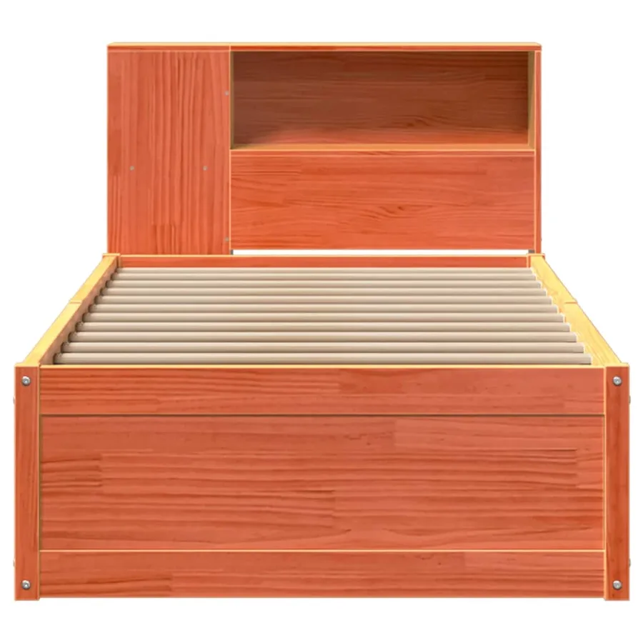 Cadre de lit sans matelas cire marron 100x200cm bois pin massif - 4
