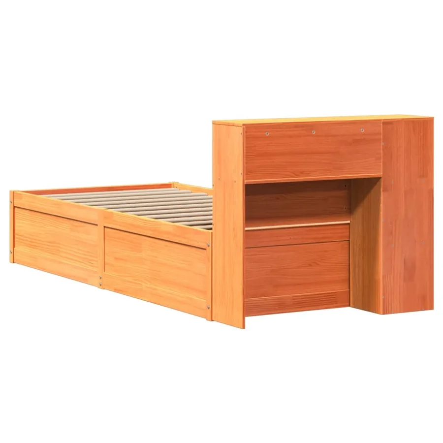 Cadre de lit sans matelas cire marron 100x200cm bois pin massif - 7