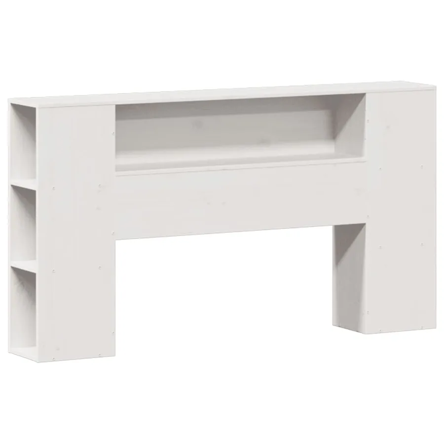 Lit bibliothèque sans matelas blanc 135x190 cm bois pin massif - 7