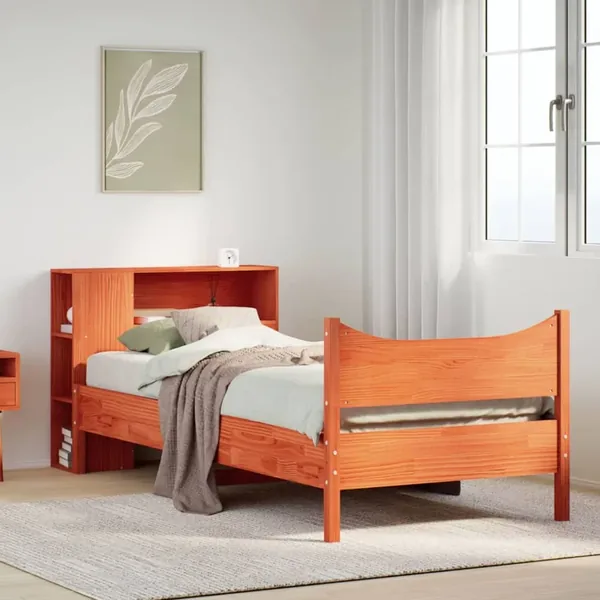 Cadre de lit sans matelas cire marron 100x200cm bois pin massif