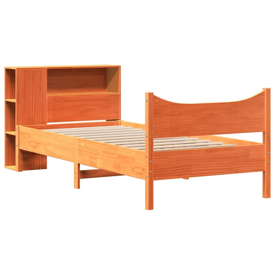 Cadre de lit sans matelas cire marron 100x200cm bois pin massif - 3