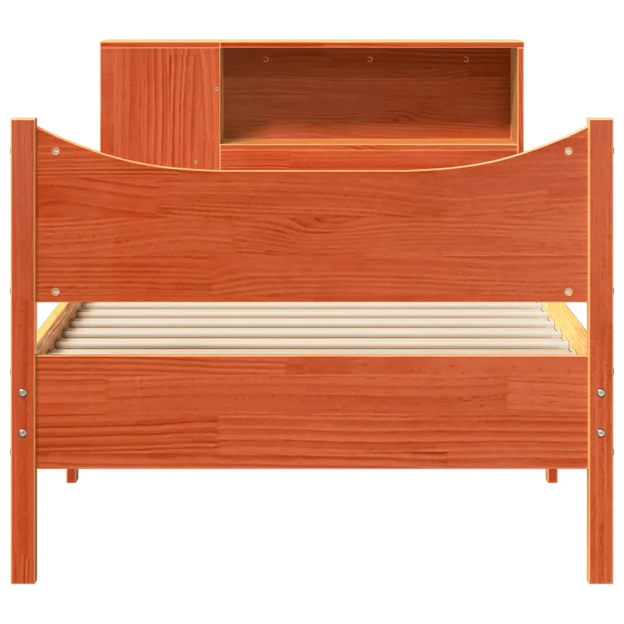 Cadre de lit sans matelas cire marron 100x200cm bois pin massif - 4