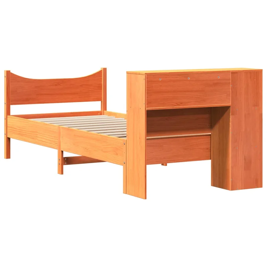 Cadre de lit sans matelas cire marron 100x200cm bois pin massif - 8