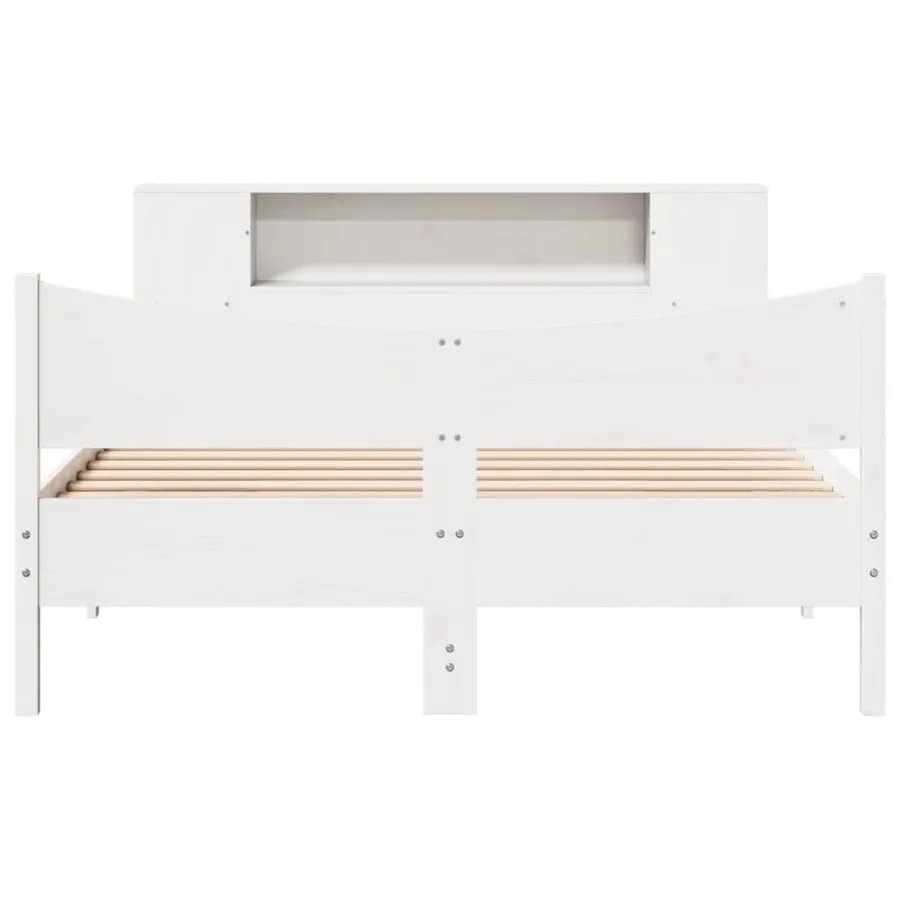 Cadre de lit sans matelas blanc 135x190 cm bois de pin massif - 4