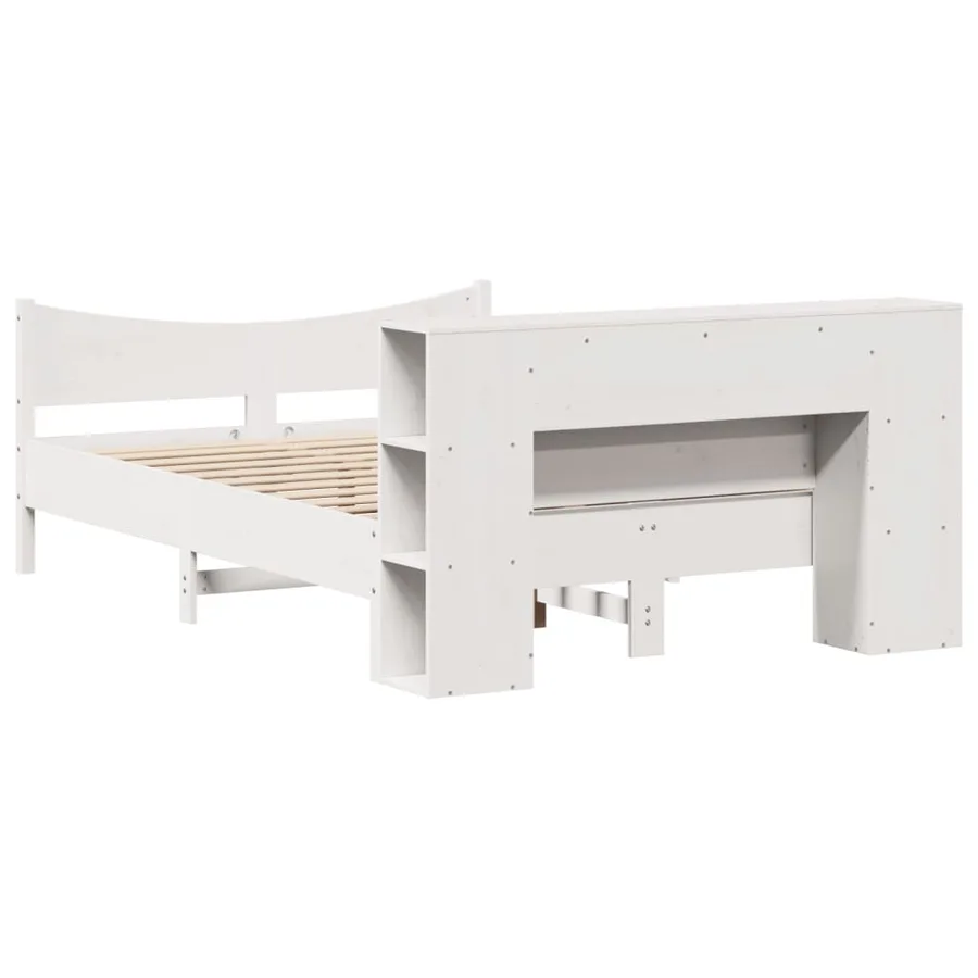 Cadre de lit sans matelas blanc 135x190 cm bois de pin massif - 8