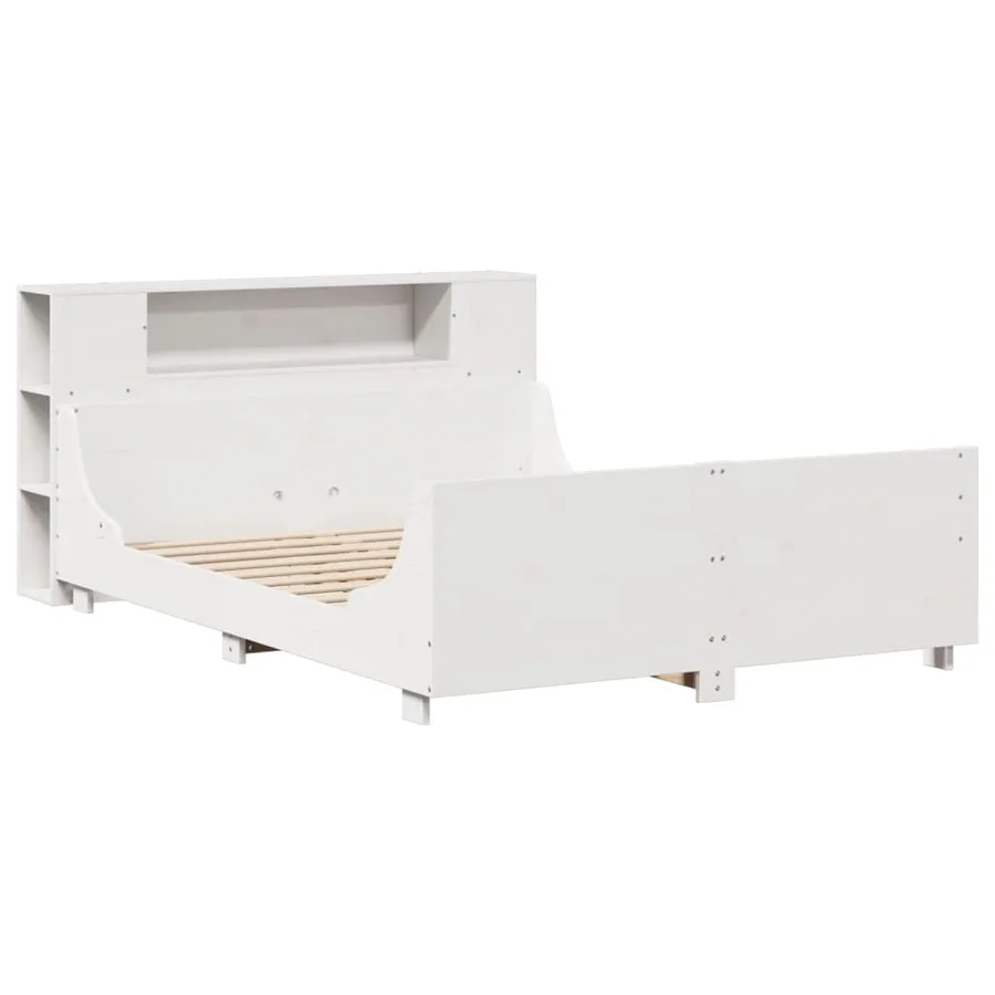 Cadre de lit sans matelas blanc 135x190 cm bois de pin massif - 3