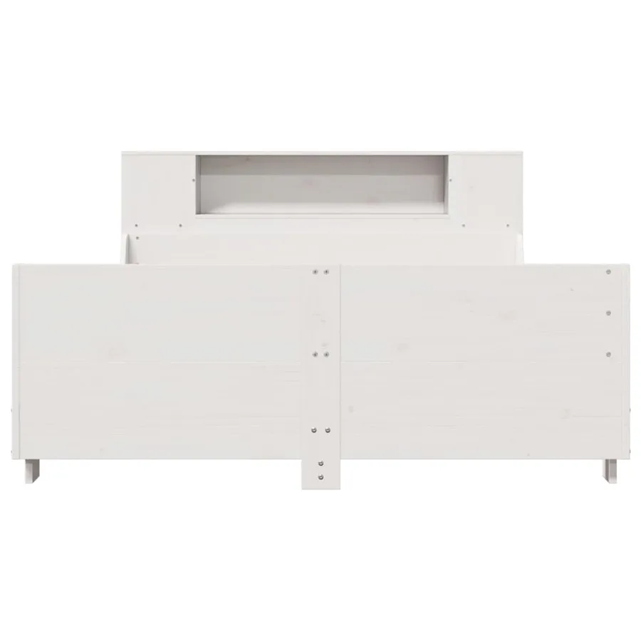 Cadre de lit sans matelas blanc 135x190 cm bois de pin massif - 4