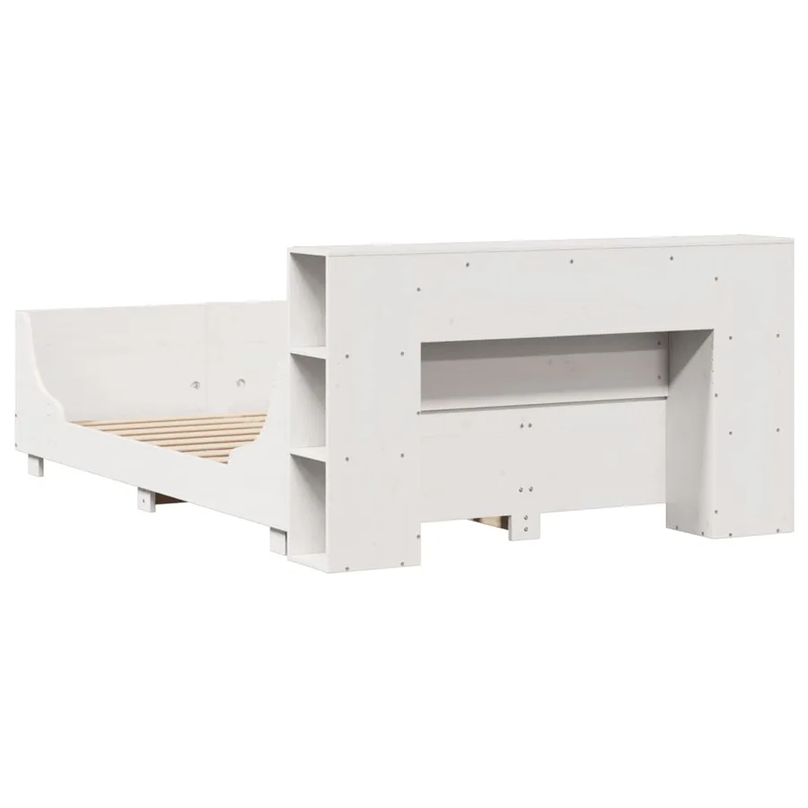 Cadre de lit sans matelas blanc 135x190 cm bois de pin massif - 8