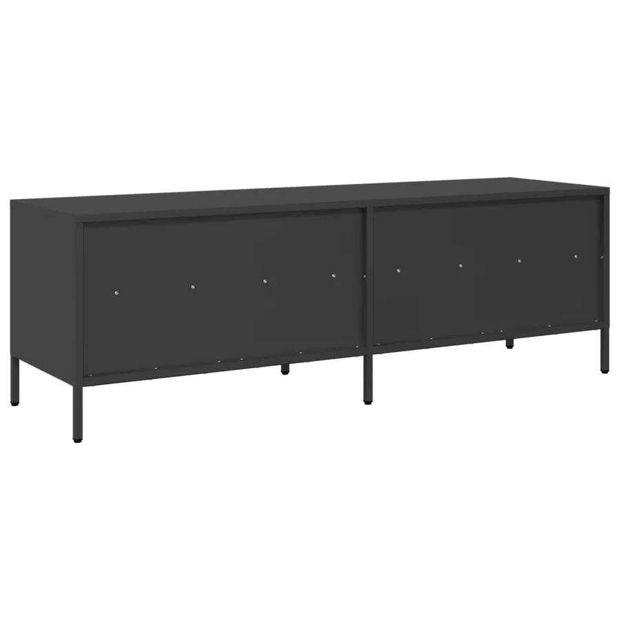 Meuble TV noir 135x39x43,5 cm acier laminé à froid - 7