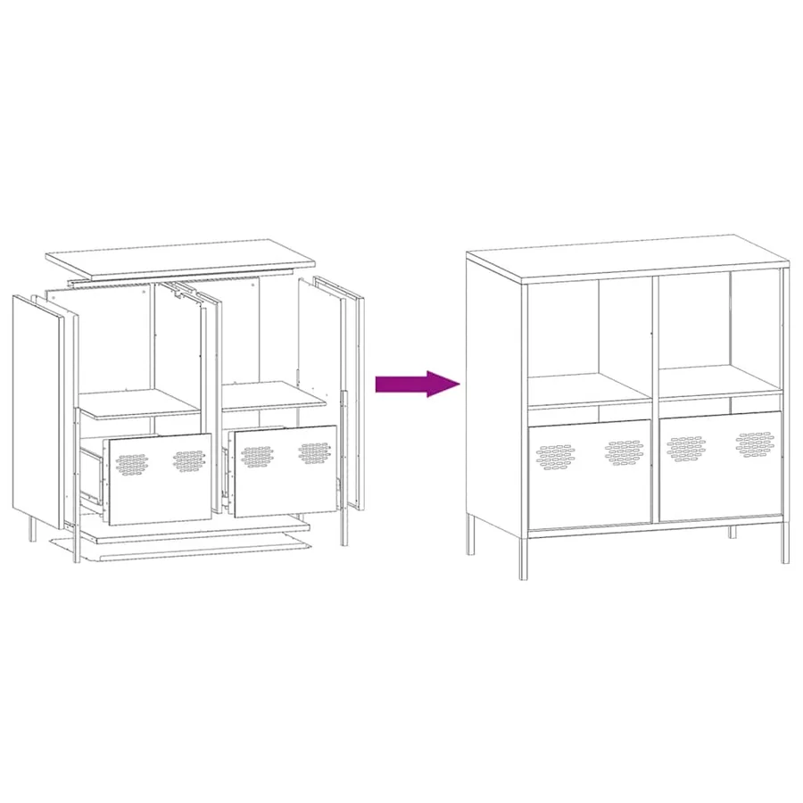 Buffet anthracite 68x39x73,5 cm acier laminé à froid - 11
