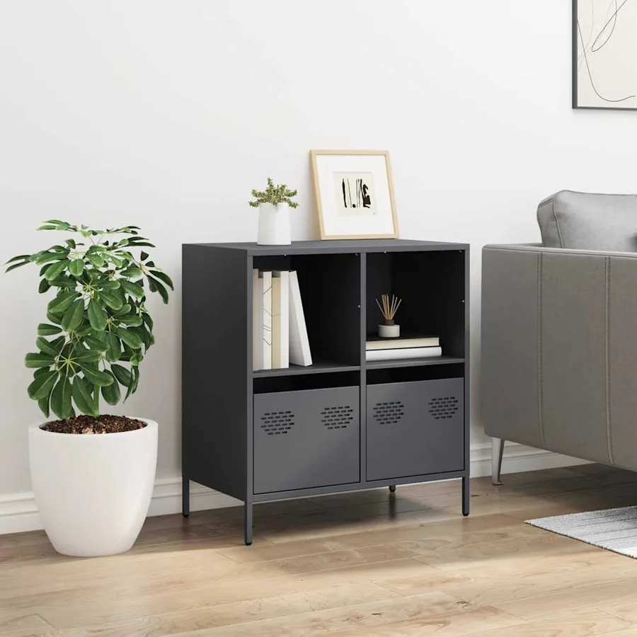 Buffet anthracite 68x39x73,5 cm acier laminé à froid - 3