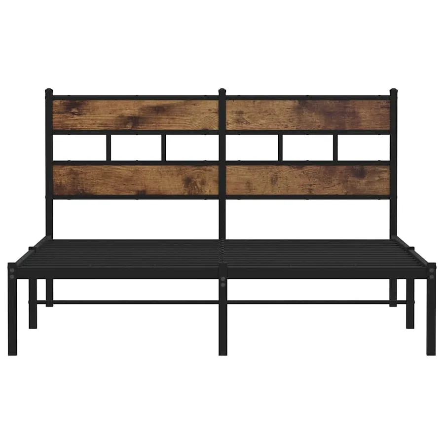 Cadre de lit en métal sans matelas chêne fumé 150x200 cm - 4