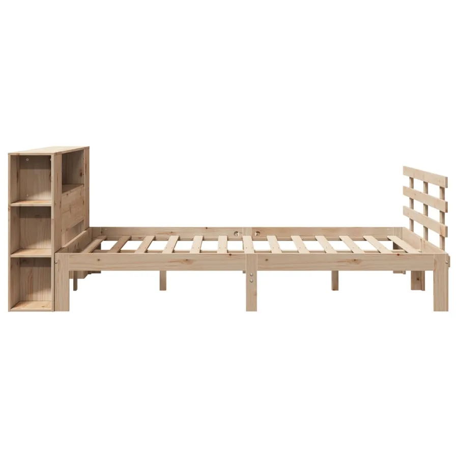 Lit bibliothèque sans matelas 135x190 cm bois de pin massif - 5